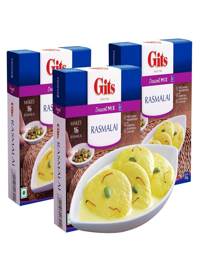 Gits Instant Rasmalai Dessert Mix, Pure Veg, 20-Minute Indian Sweet Recipe, Bengali Dessert, 450g (Pack of 3, 150g Each) - Image 1